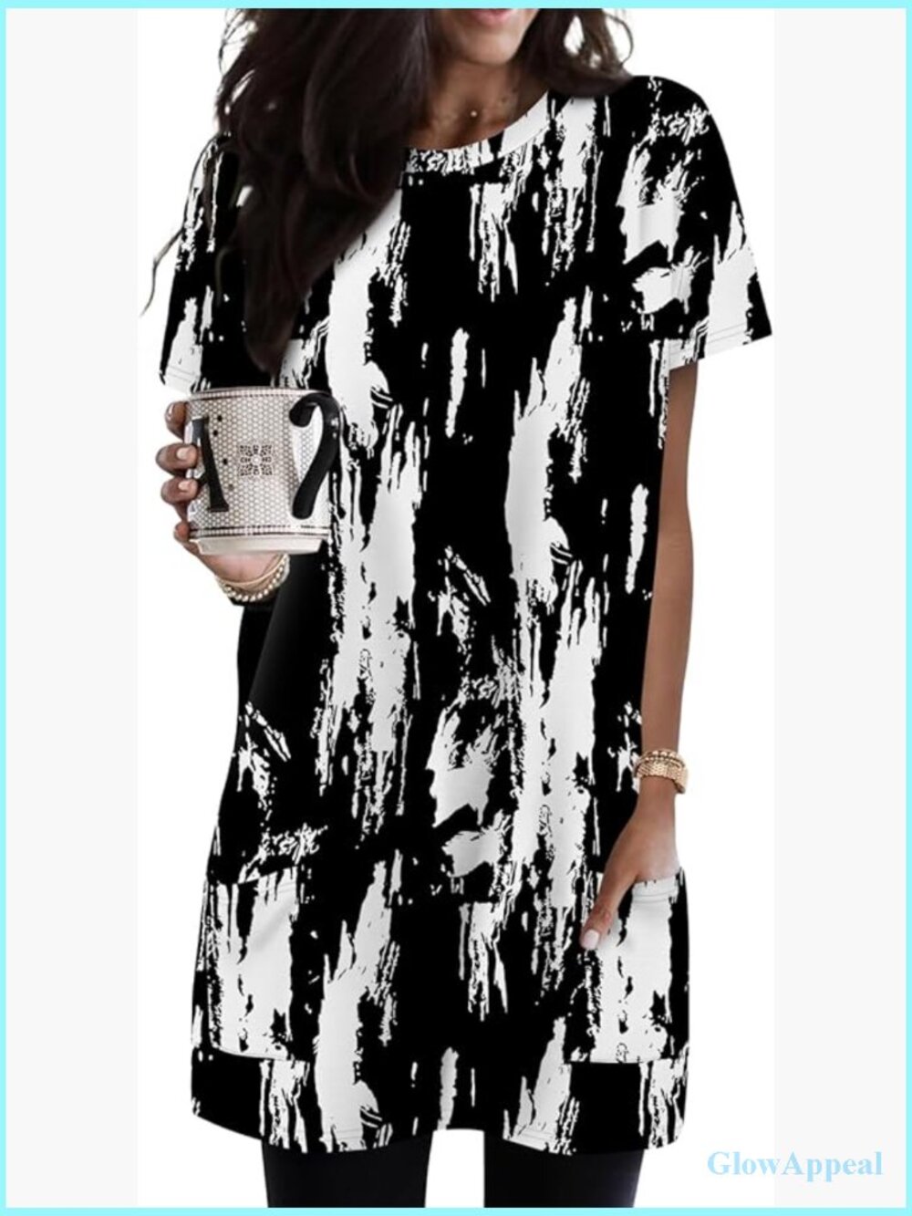 Short Sleeve Tunic Top with Pockets for Leggings